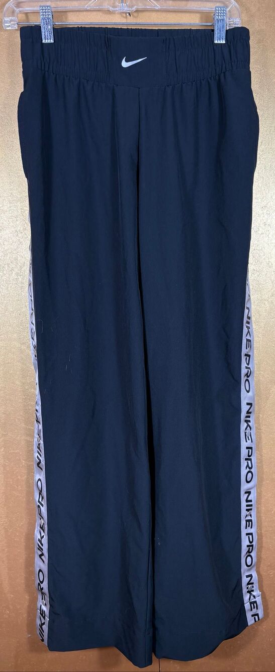 Nike Pro Tear Away Athletic Training Pants Black Silver Womens size M